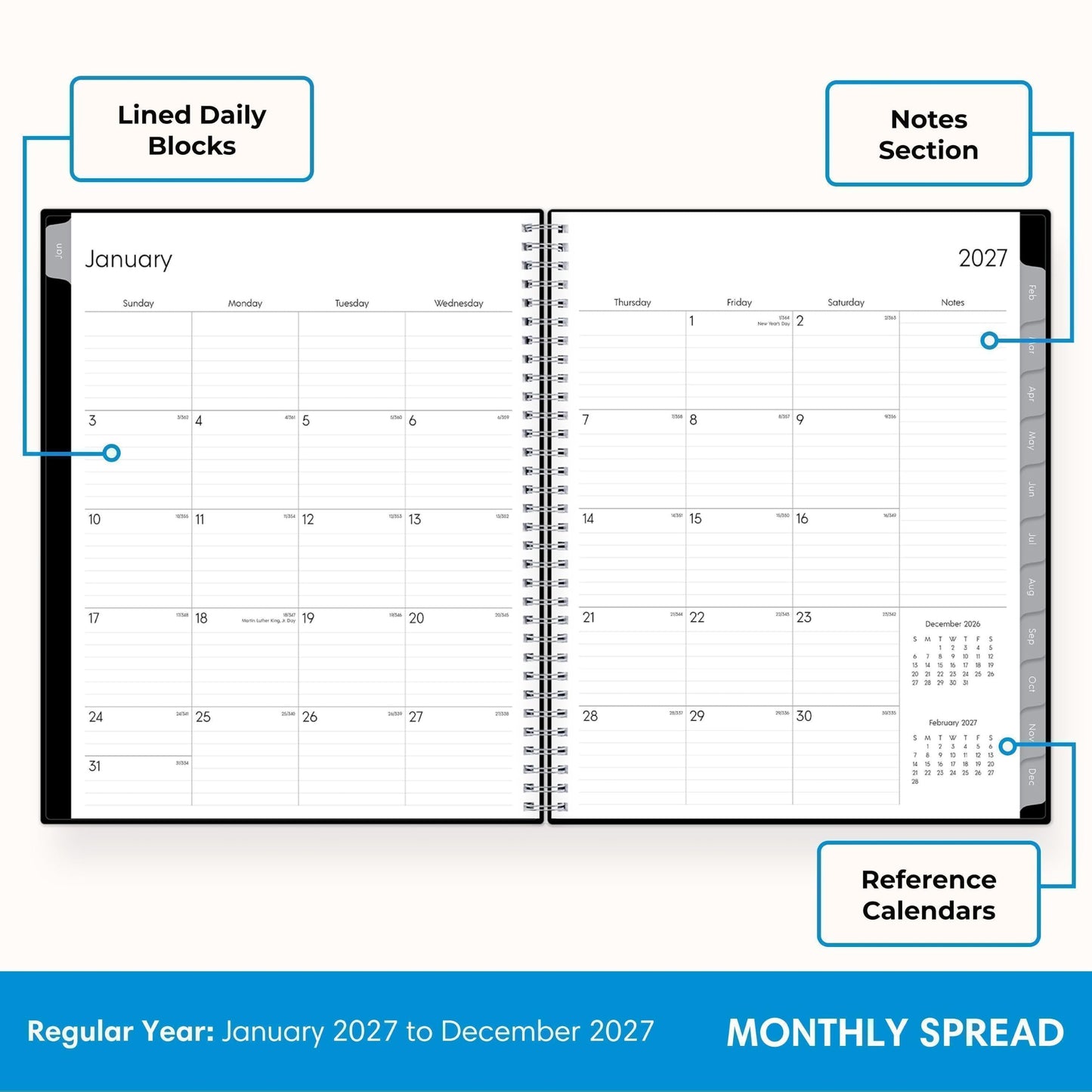 Blue Sky 2027 Weekly & Monthly Planner Calendar, 8.5"x11", Enterprise