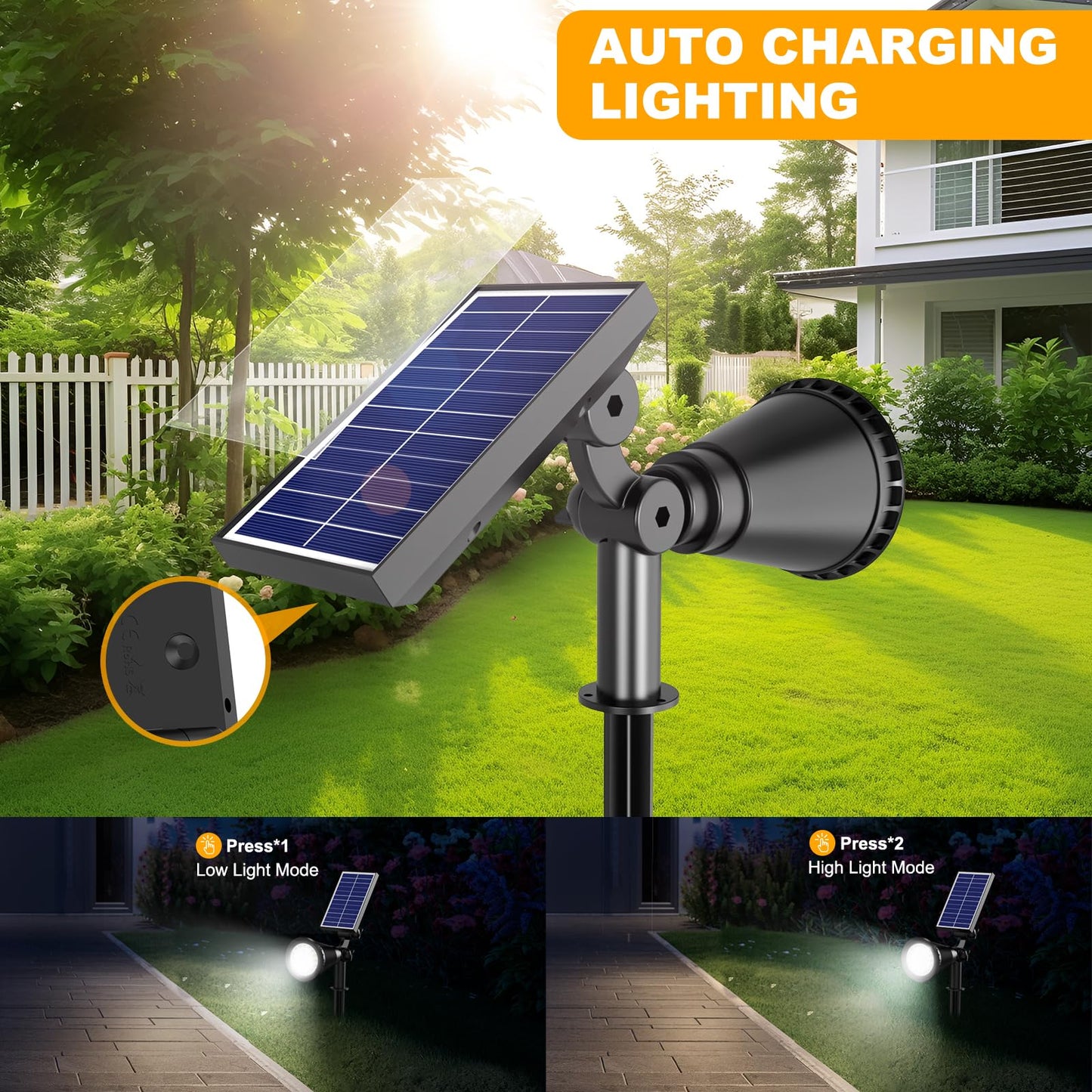 APOMAO Solar Lights Outdoor Waterproof, 36 LEDs 1000LM Adjustable Solar Spot Lights Outdoor, 2-in-1 Solar Powered Spotlight Landscape Lighting