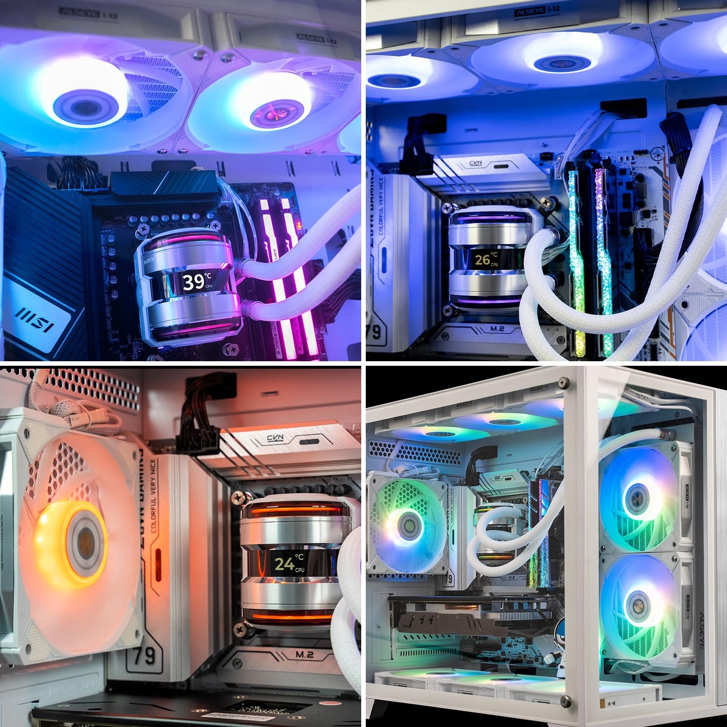 ALSEYE Infinity i360 Water Cooling System - 360mm Radiator, Dual LED Pumps, Temperature Display, 3x120mm ARGB & PWM Fans, Low Noise Operation