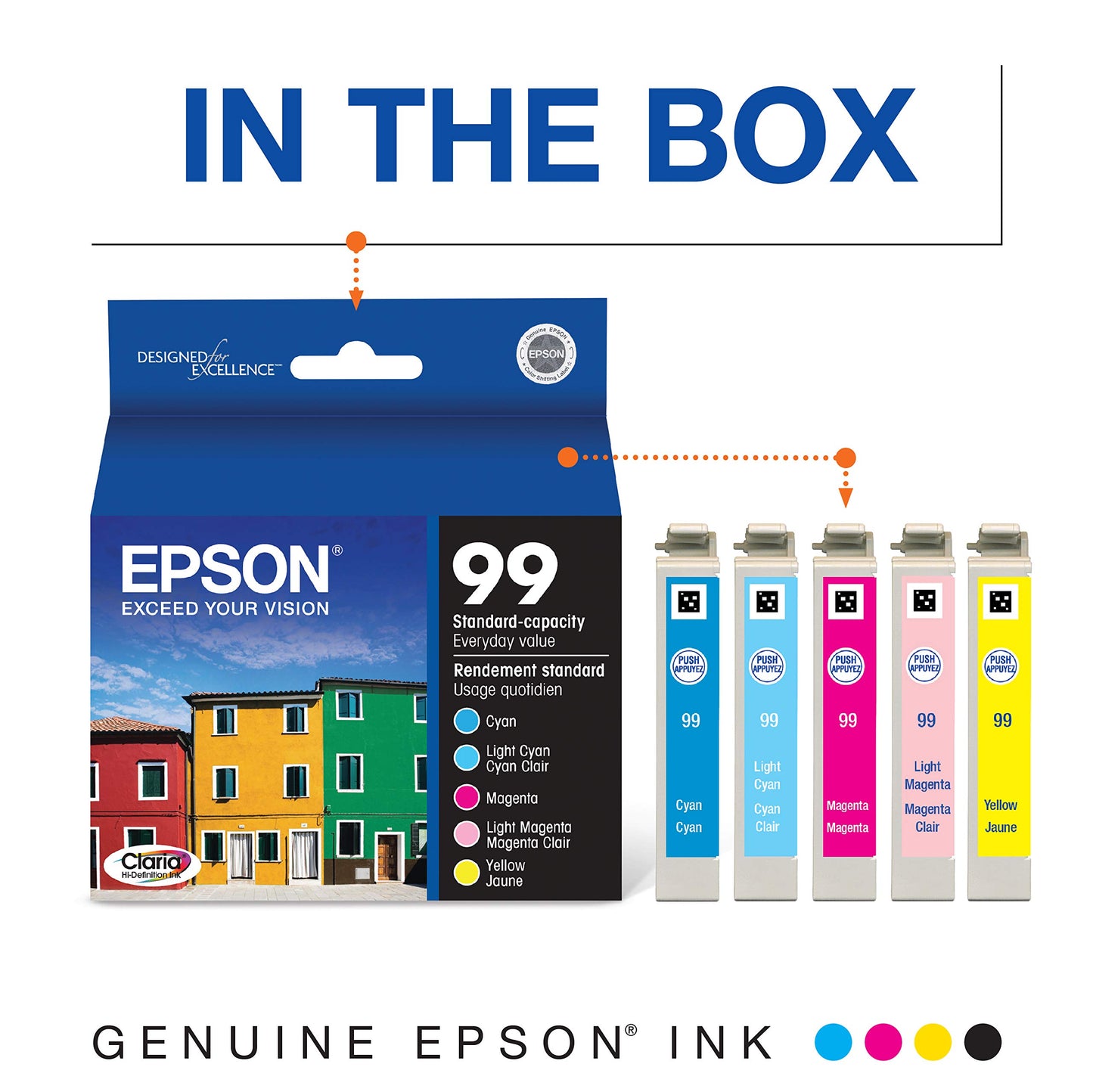 Epson T099920-S Claria T099920 Hi-Definition 99 Standard-capacity Inkjet Cartridge Color Multipack -Cyan/Light Cyan/Magenta/Light Magenta/Yellow