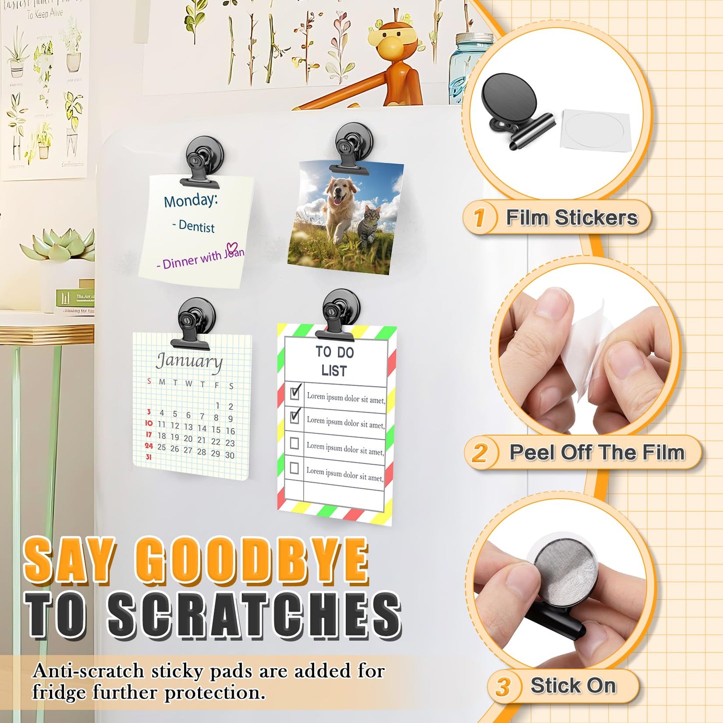 12-Pack Heavy-Duty Magnetic Clips – Fridge & Whiteboard Magnets for Notes, Lists, Photos, Home, Office & Classroom Use (Black)