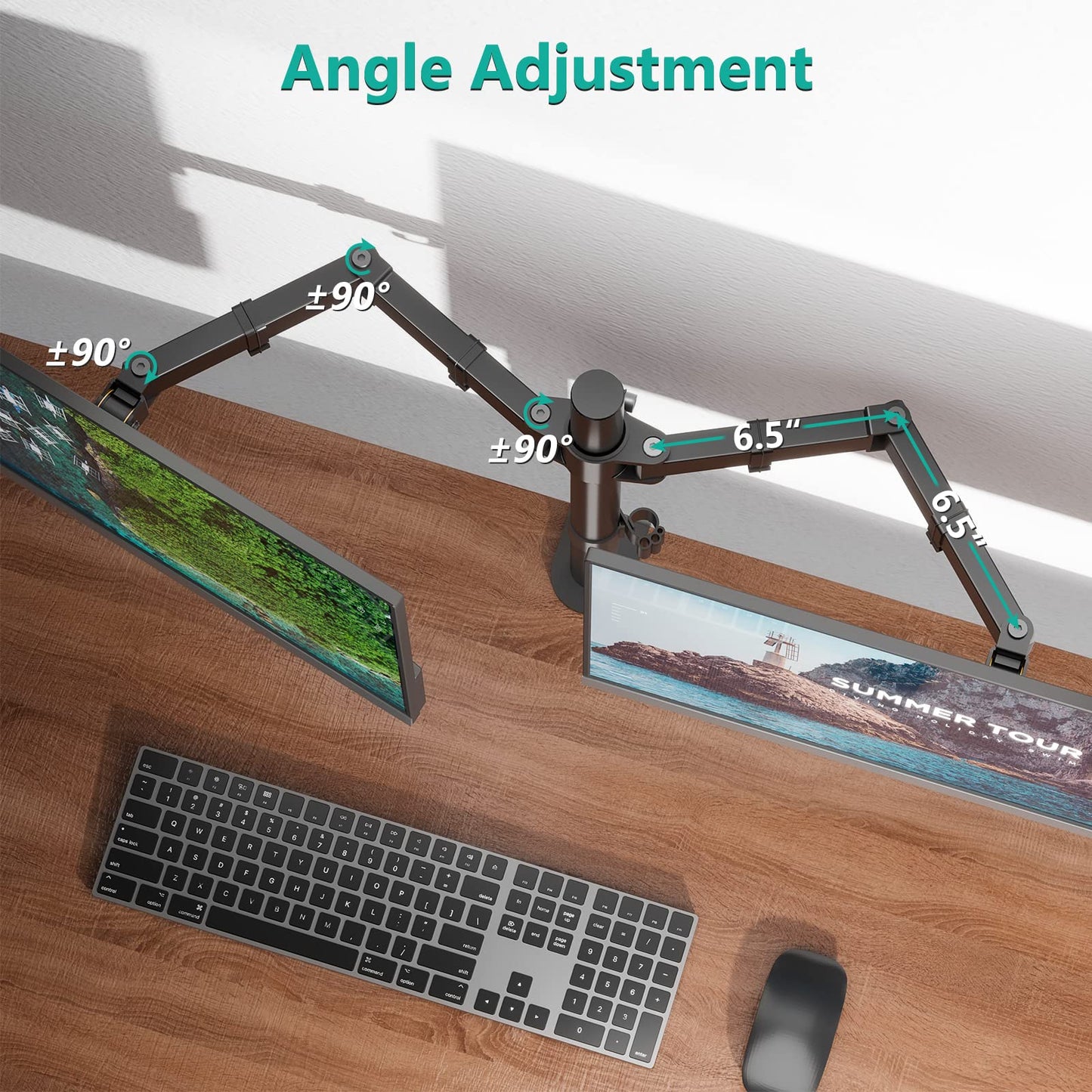 WALI Dual Monitor Stand for Desk, Dual Monitor Mounts for 2 Monitors up to 27 inch, 2 Monitor Desk Mount Holds up to 22 lbs, Height Adjustable Swivel