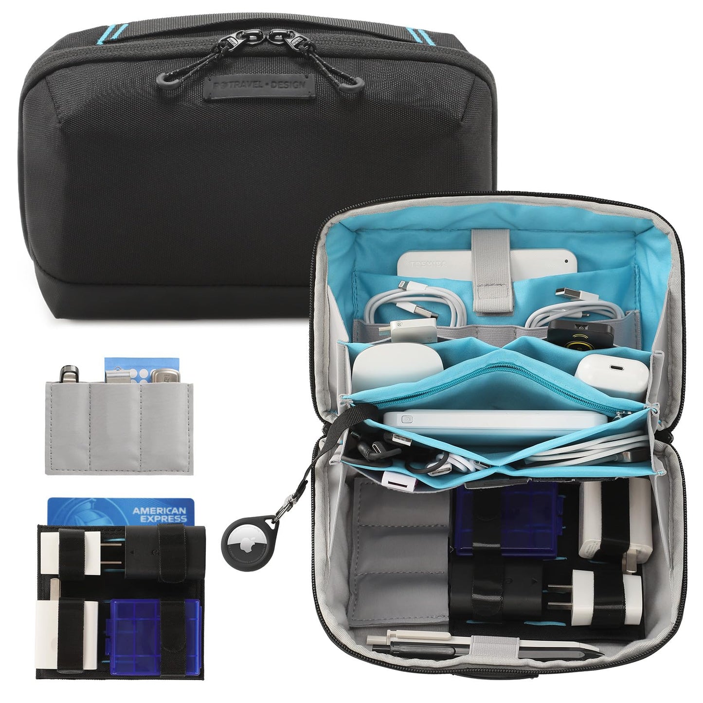 VanFn Electronics Travel Organizer Storage Bag, Travel Accessory Handle Bag, Gadgets Pouch, USB Cable, Travel Friendly Electronics Organizer P.Travel