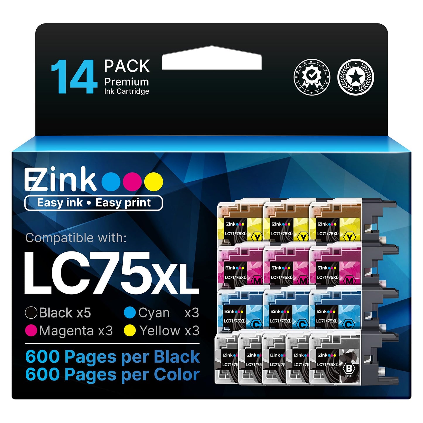 E-Z Ink LC75 LC71 LC79 XL Compatible for Brother MFC-J6510DW MFC-J6710DW