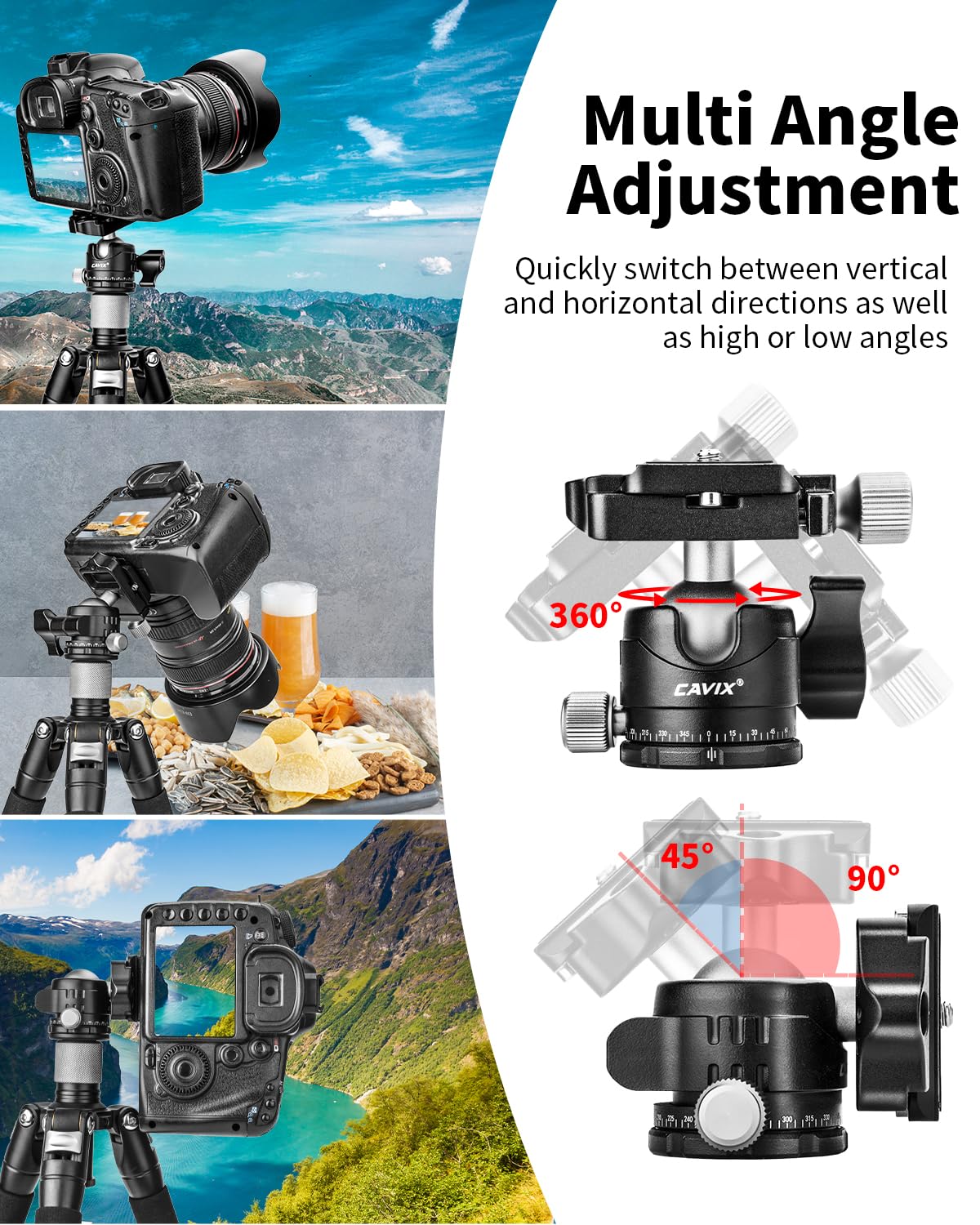 Low Profile Ball Head, CAVIX H-29S Camera Tripod Head Metal Ball Head with Arca Swiss Quick Release Plate Bubble Level Load Capacity 22 Lbs/10kg…