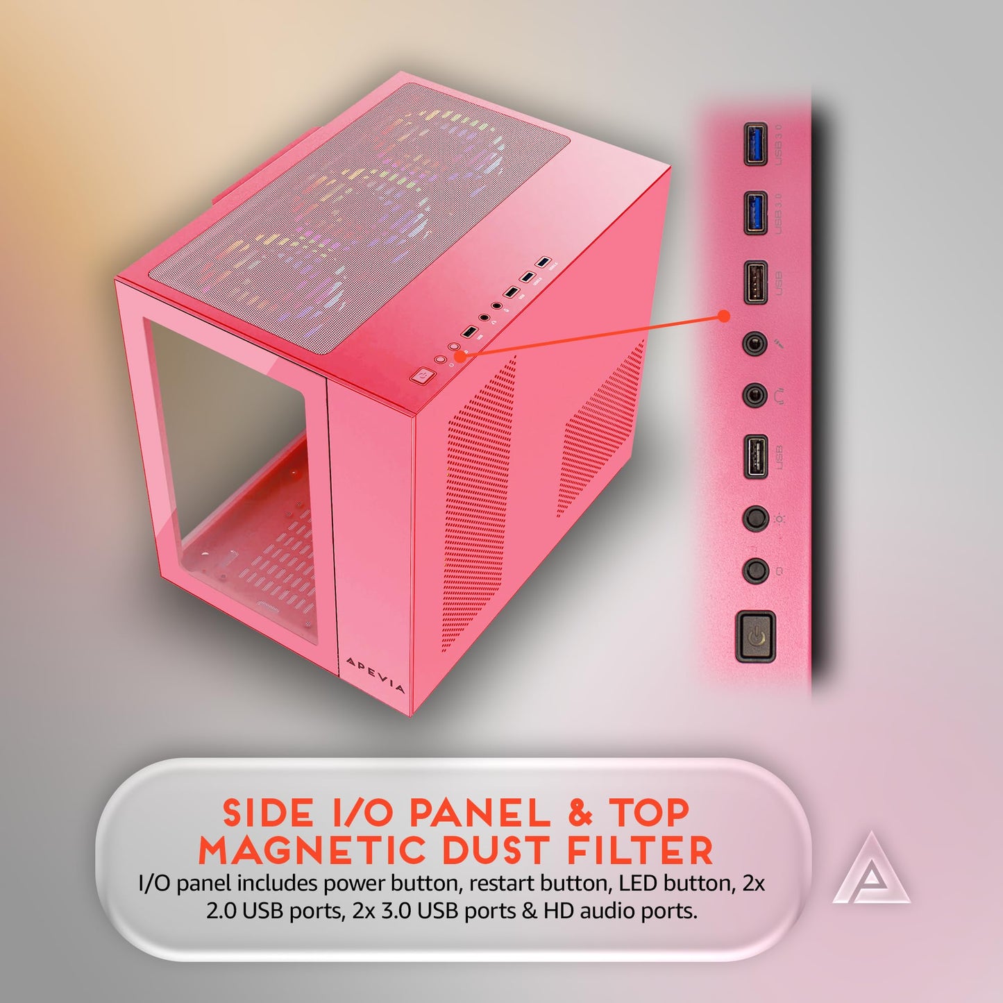 Apevia Prism-Elite-PK Prism Elite Mid Tower ATX Gaming PC Cube Case w/ 7X 120mm PWM ARGB Fans, 366 RGB Modes, Dual Tempered Glass Panels, 360mm