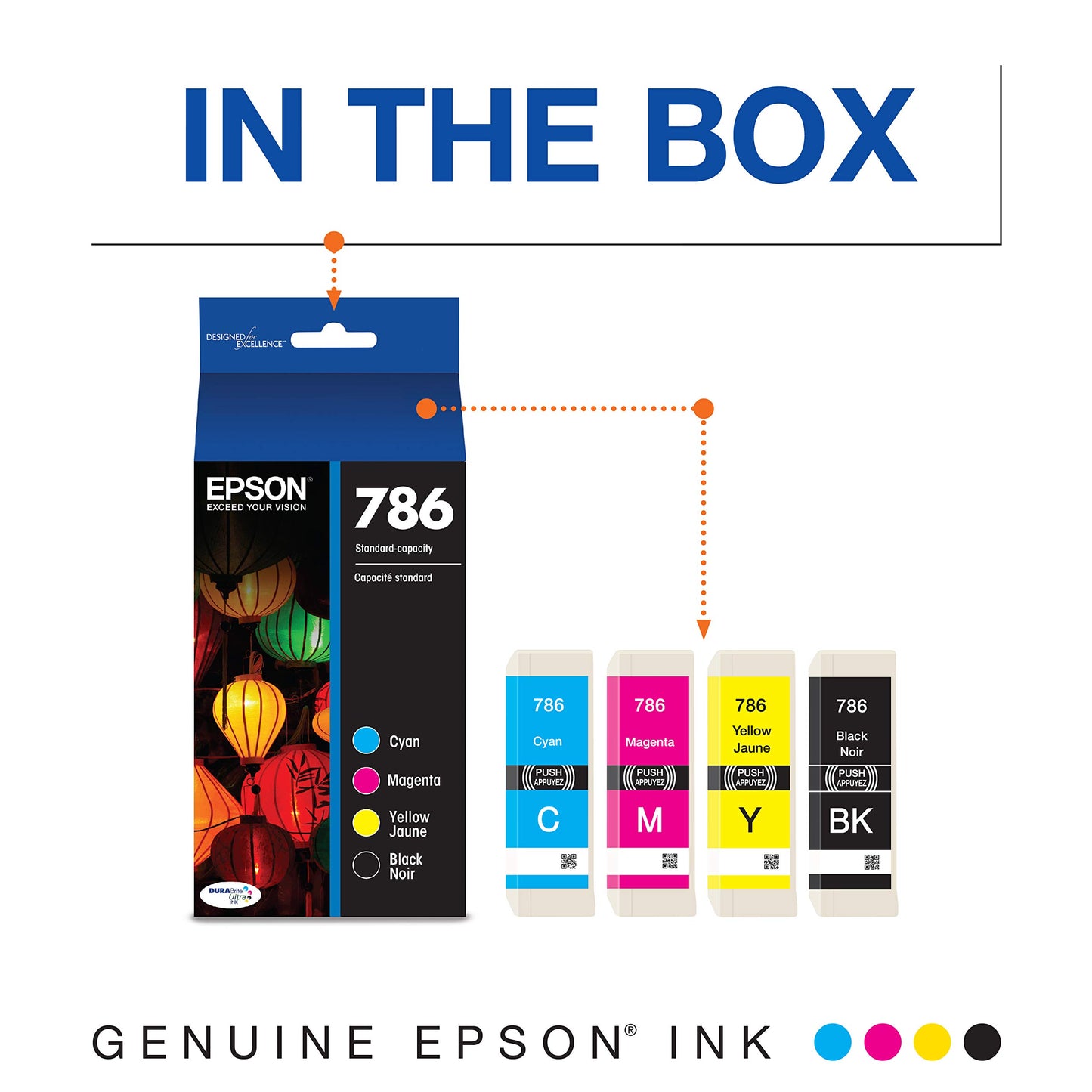 EPSON 786 DURABrite Ultra Ink Standard Capacity Black & Color Cartridge Combo Pack (T786120-BCS) Works with WorkForce WF-5110, 5190, 5620, 5690
