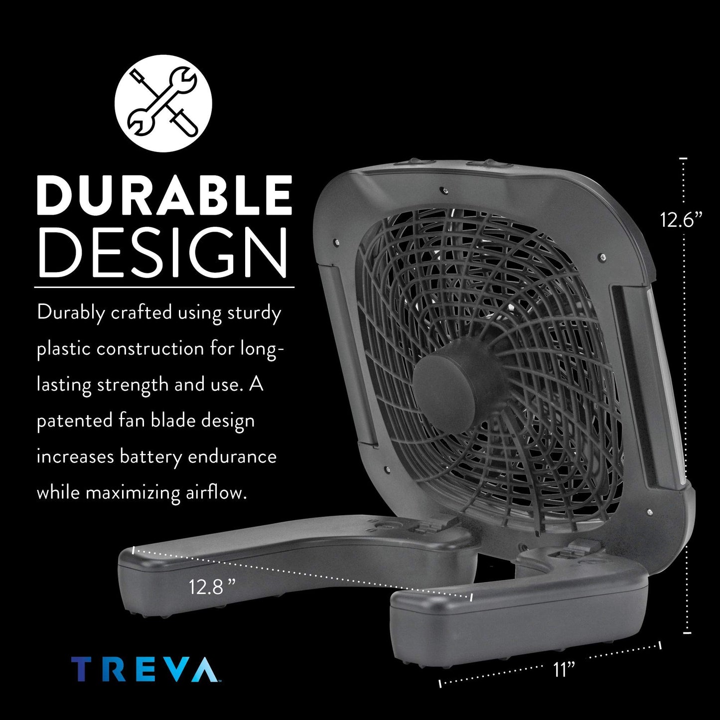 O2COOL Treva 10 in Portable Fan with LED Lights Battery AC Powered 2-Speed