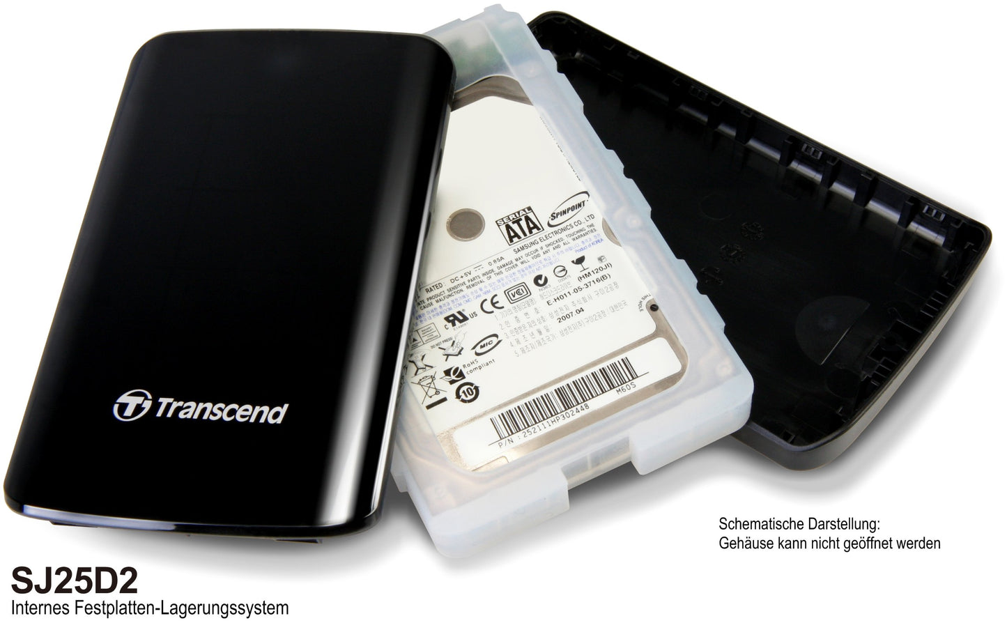 Transcend 640 GB 2.5-Inch USB 2.0 Portable External Hard Drive for Mac and PC TS640GSJ25D2 (Black)