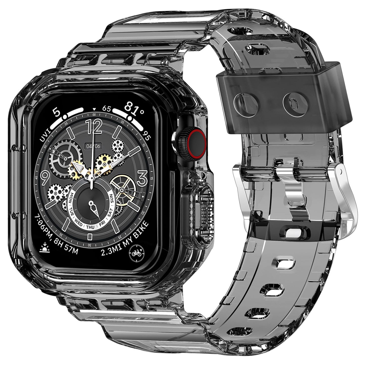 XYF Compatible for Crystal Clear Apple Watch Bands 41/40/38mm ClearBlack