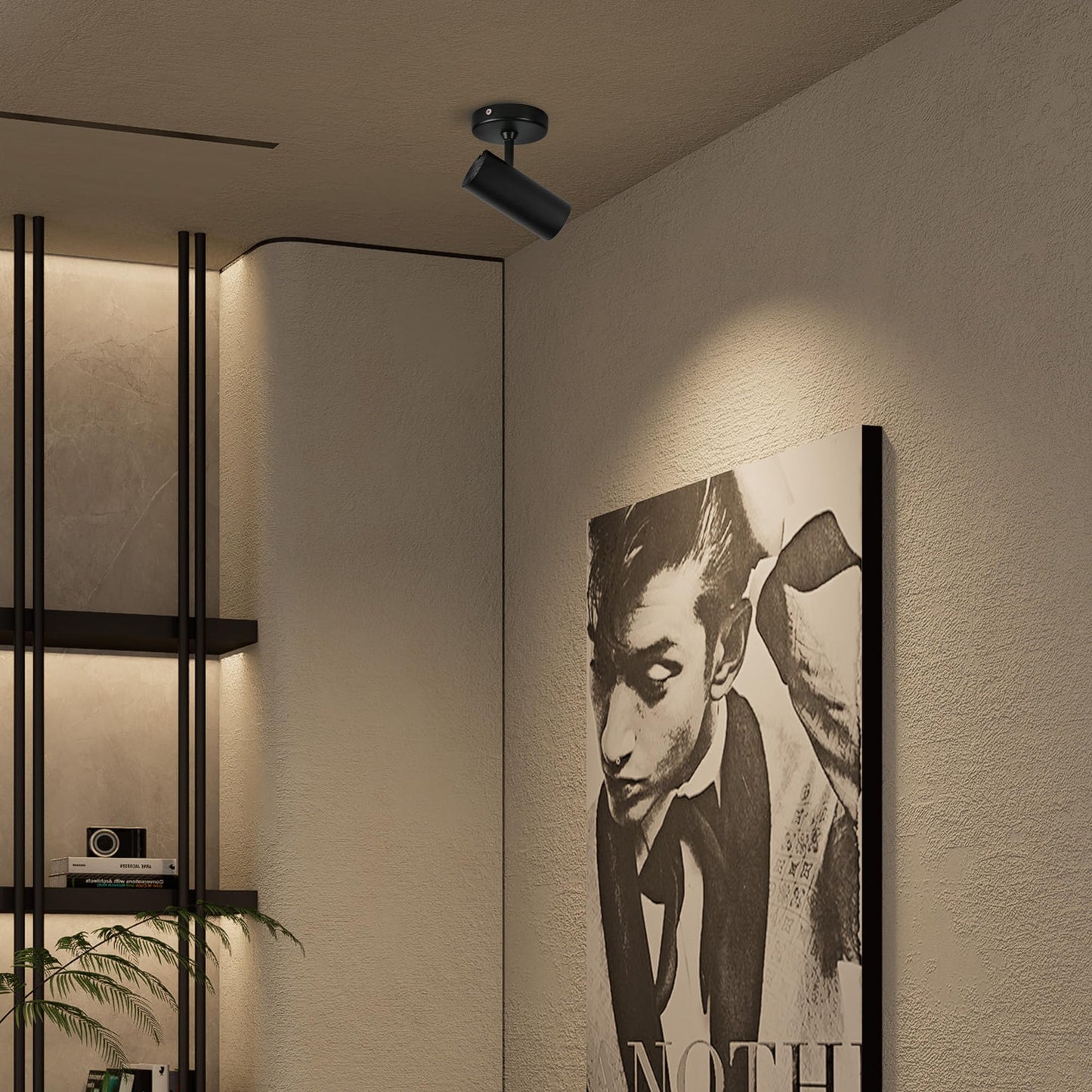 Aisilan Led Modern Directional Dimmable Spotlight Adjustable 90° Anti Glare Ceiling Spot Light for Indoor Foyer Living Room Warm White Black 9W CREE