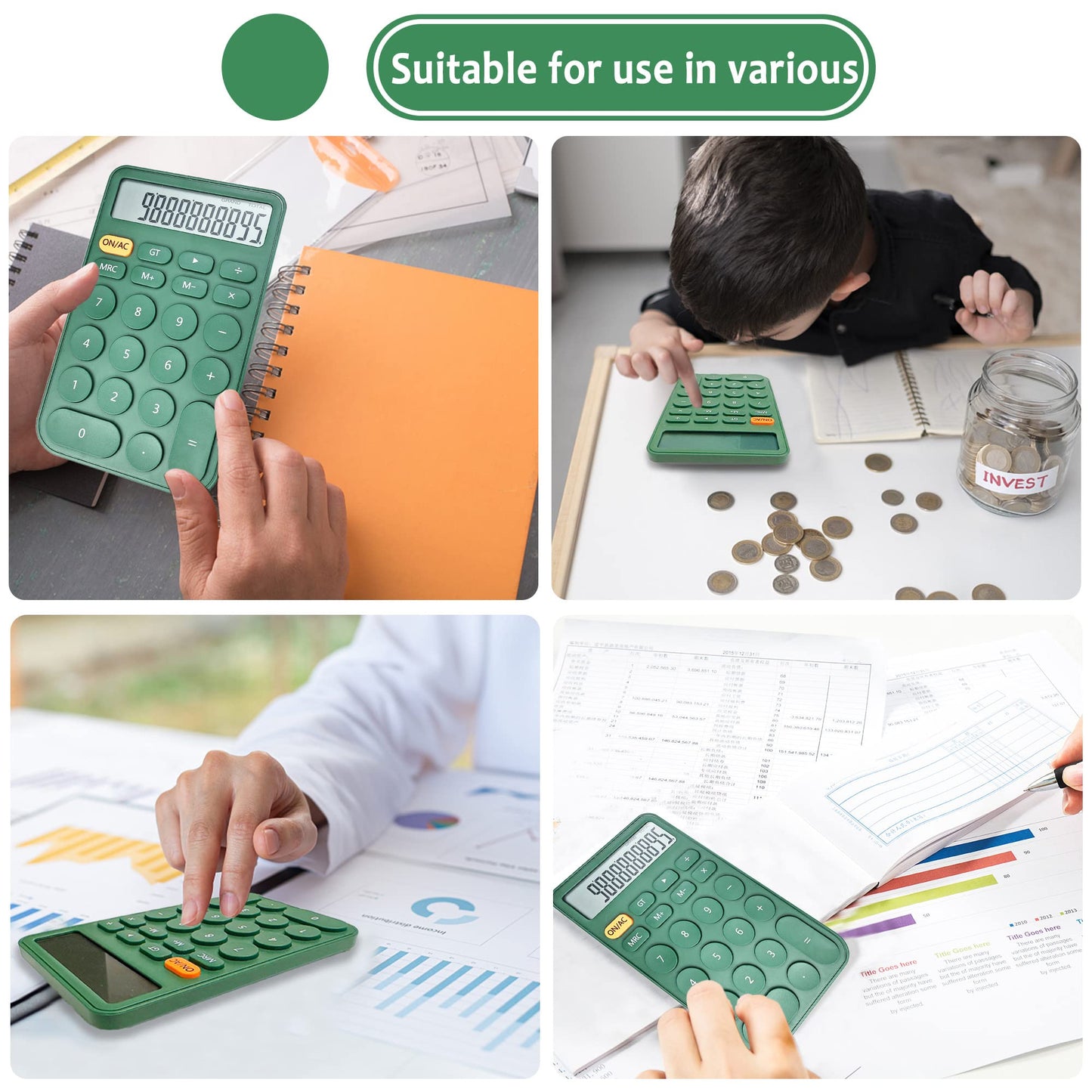 VEWINGL Standard Calculator, 12 Digit Large Display Desktop Calculator with Big Buttons for Office, School, Home & Business