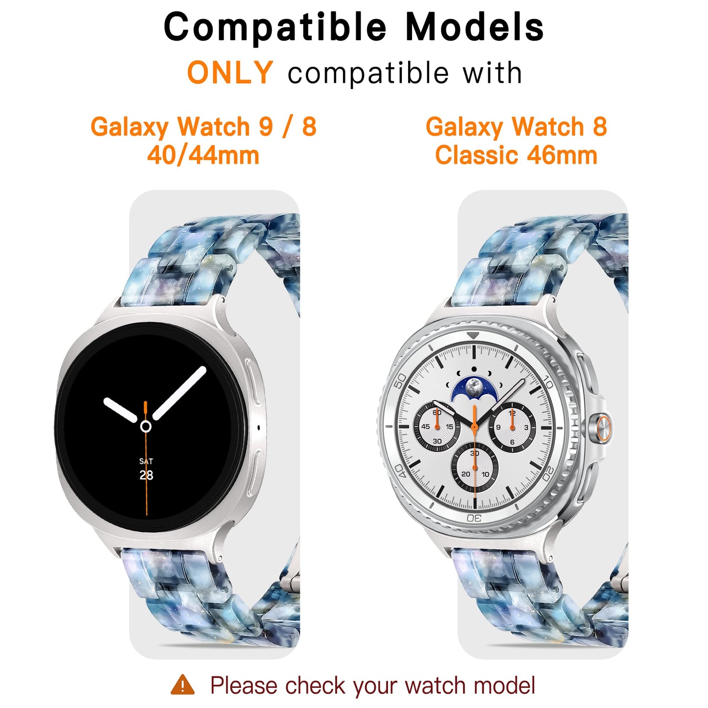 YGTIECS Resin Strap Only Compatible with Samsung Galaxy Watch 9/8 Band 40mm 44mm, for Galaxy Watch 8 Classic Band 46mm, 20mm Soft Resin Replacement