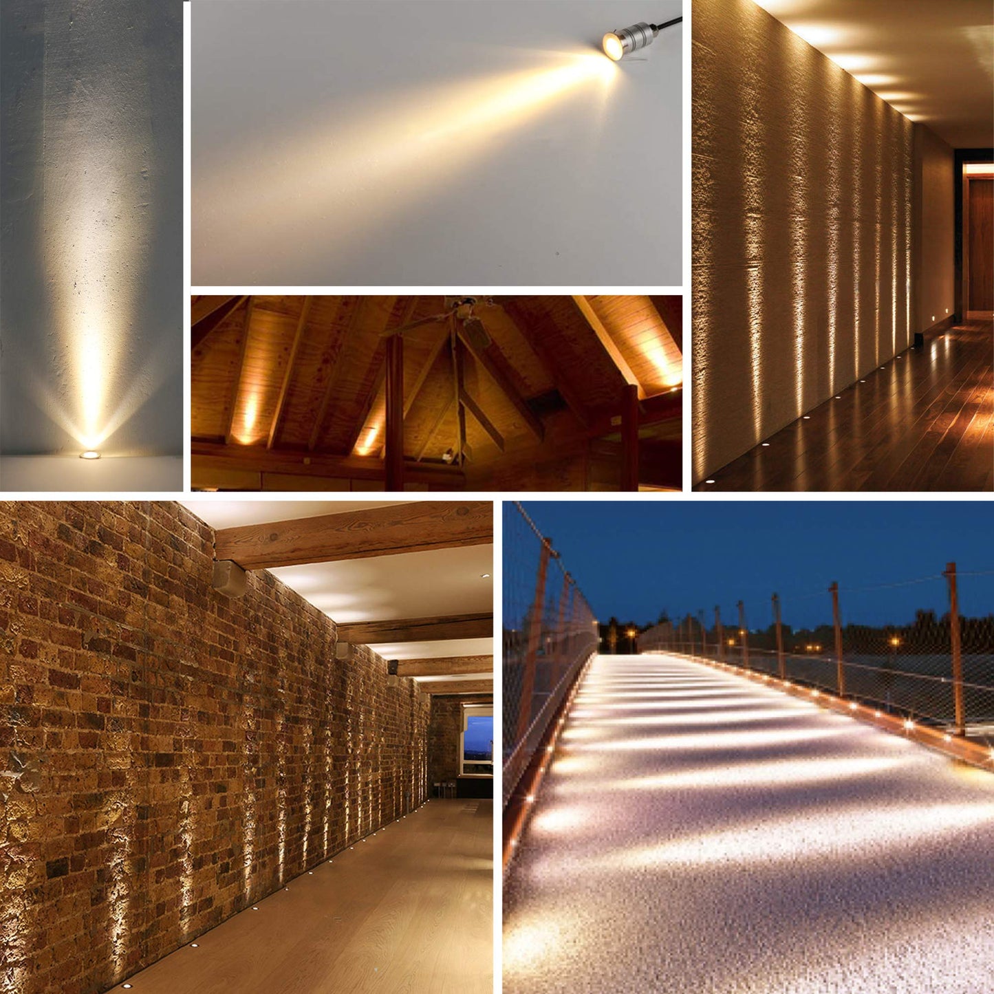 CNBRIGHTER LED In-Ground Well Light,Mini 15° Narrow Beam Angle Spotlight,1W 12V-24V DC,IP67 Waterproof Underground Outdoor Landscape Lightings,Warm