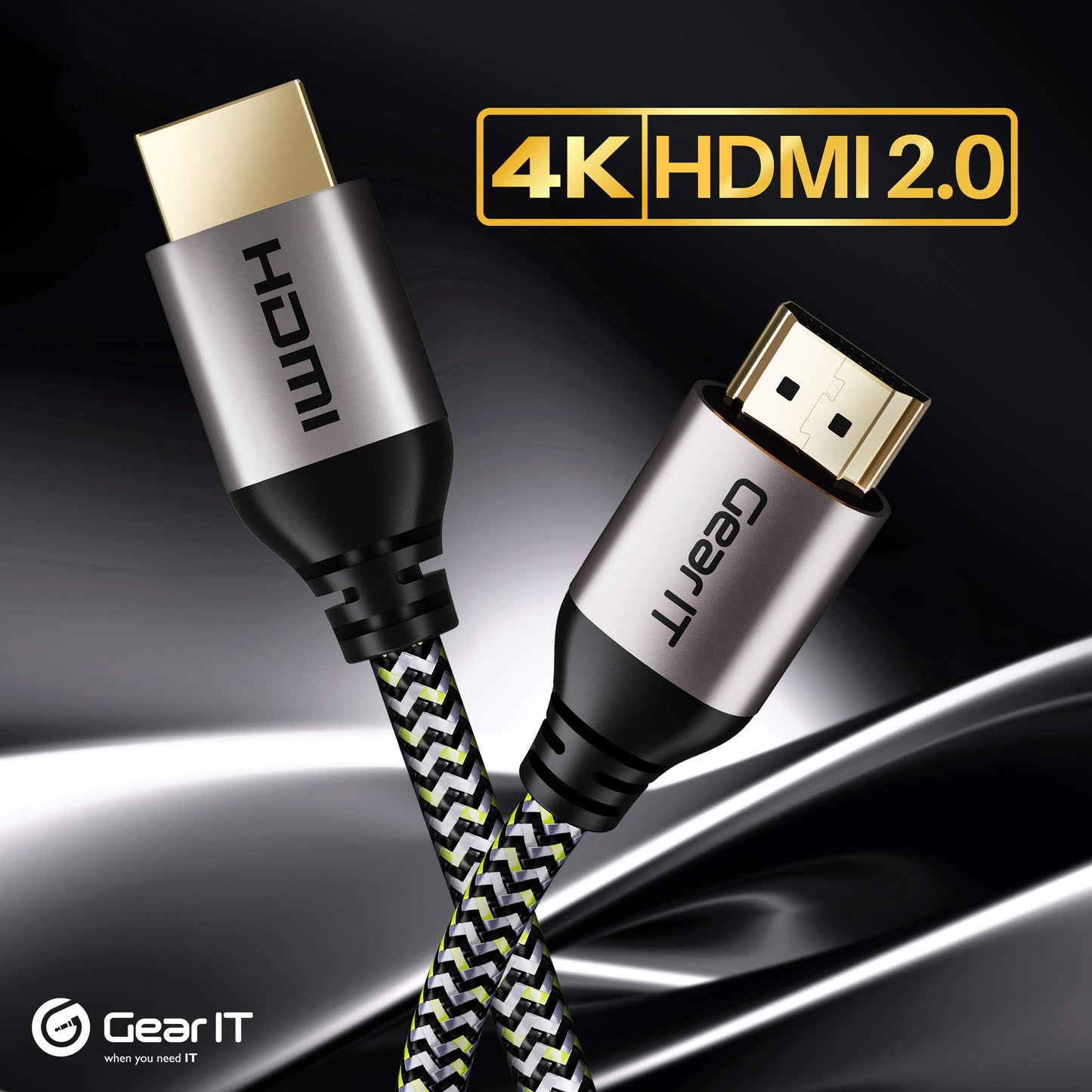 GEARit 4K HDMI Cable, (5-Pack / 1.5ft / 0.45m) High-Speed HDMI 2.0b, 4K 60hz, 3D, ARC, HDCP 2.2, HDR, 18Gbps - Nylon Braided Cord