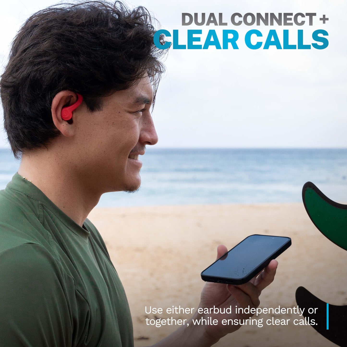JLab, Go Sport+, True Wireless Workout Earbuds, Bluetooth Sport Earbuds, Clear Calling, Coral