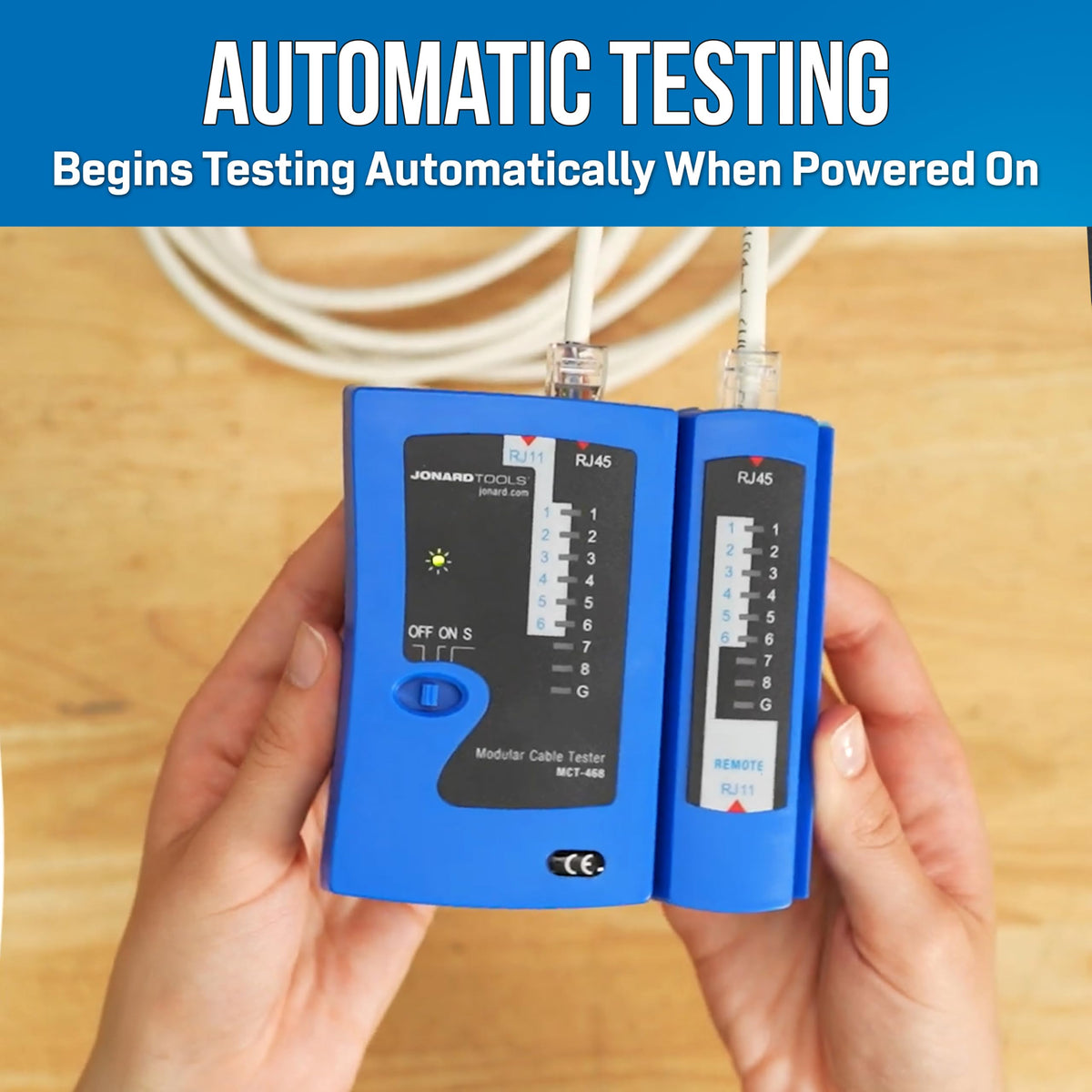 Jonard Tools MCT-468 Modular Cable Tester for RJ45, RJ12, and RJ11 Phone Line Cables