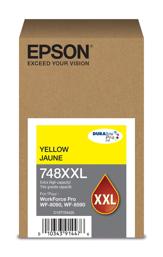 EPSON 748 DURABrite Pro Ink High Capacity Yellow Cartridge (T748XXL420) Works with WorkForce WF-6590, 8590, 6090, 8090