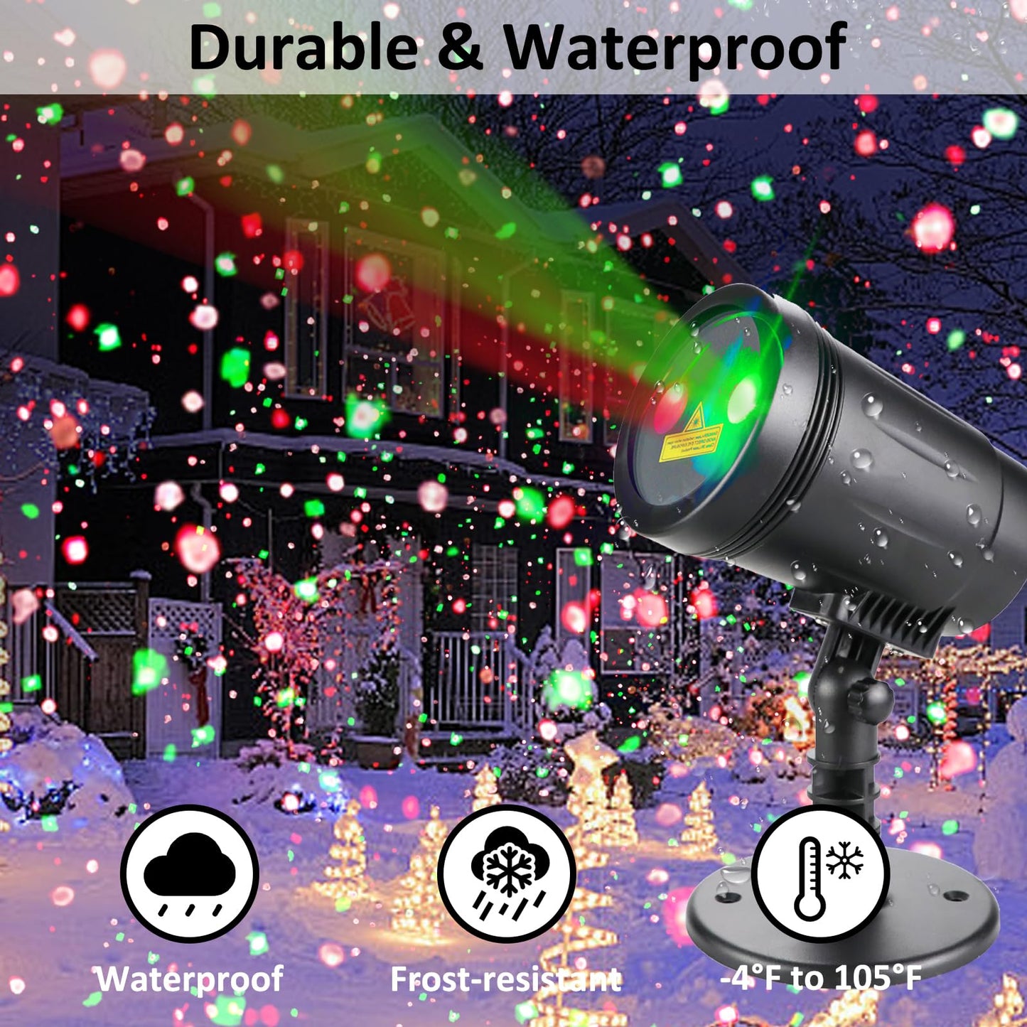 Christmas Projector Lights Outdoor, Christmas Laser Lights Spotlight Red and Green Star Show with Rf Wireless Remote Christmas Decorations for Outdoor