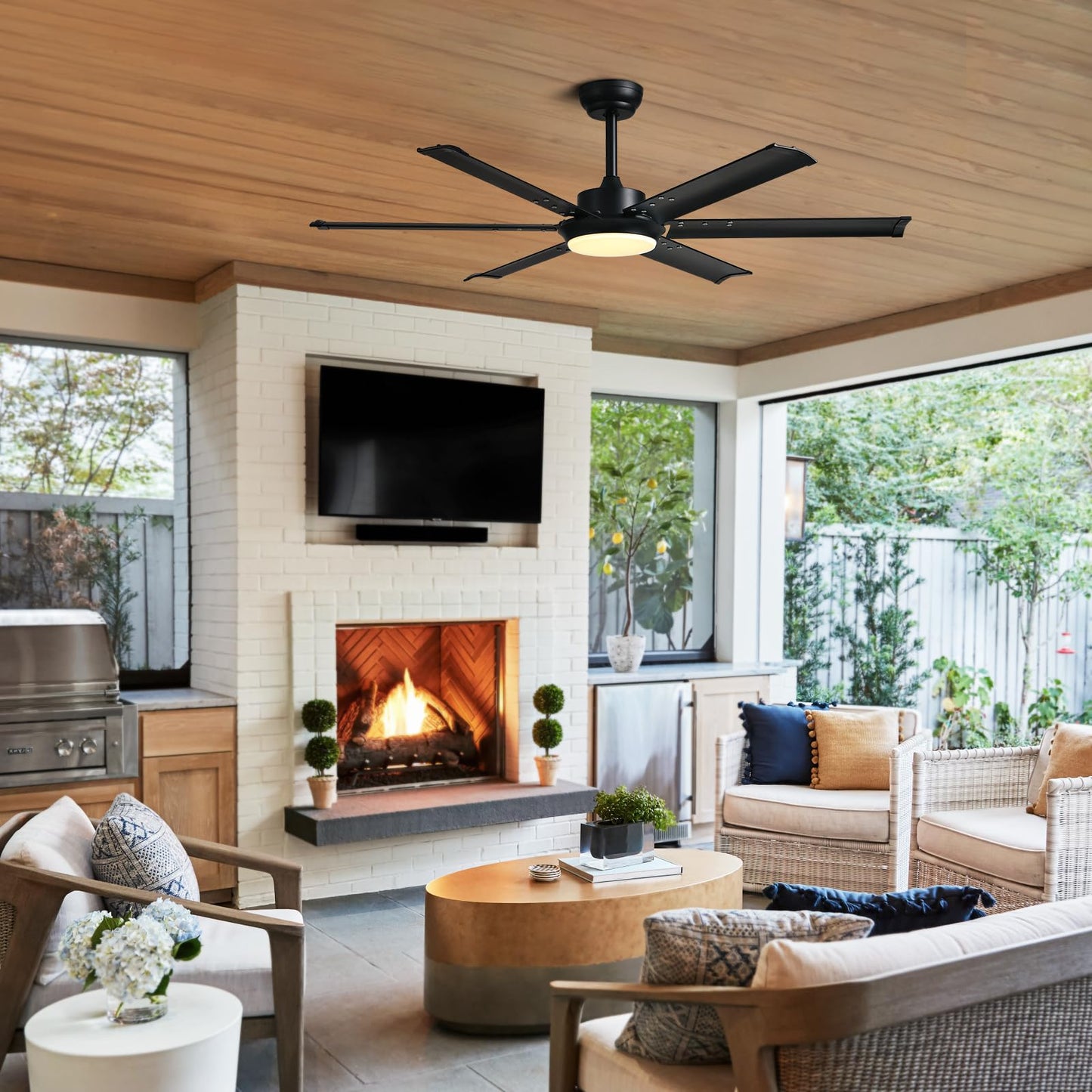 CROSSIO 52 Inch Modern Ceiling Fan with Lights & Remote Control, Industrial