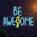 Be Awesome Neon Sign For Wall Decor Dimmable Words Led Light Up Sign Usb Powered Led Letters Neon Light For Classroom Bedroom Library Study Room