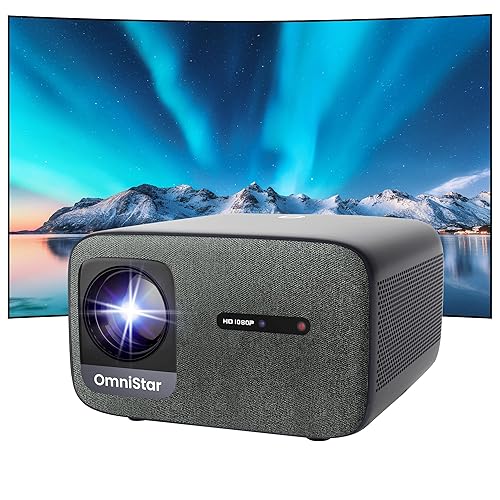 OmniStar Projector with WiFi and Bluetooth, 1080P Full HD with 4K Support, Mini Projector for iPhone, 1500 ANSI, Auto Focus/200", Compatible