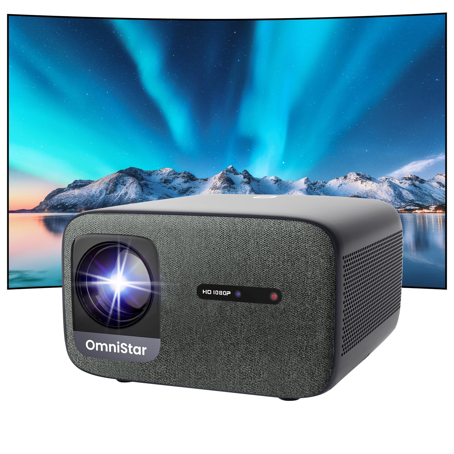 OmniStar Projector with WiFi and Bluetooth, 1080P Full HD with 4K Support, Mini Projector for iPhone, 1500 ANSI, Auto Focus/200", Compatible