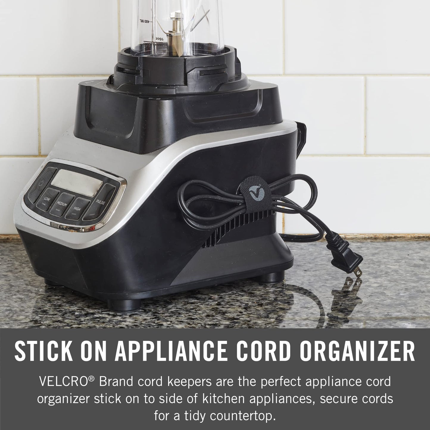 VELCRO Brand Cord Keepers | Soft Nylon Cable Clips Organize Wires in Home, Office, Desk or Nightstand | Removable Adhesive Back Holds Secure, Removes