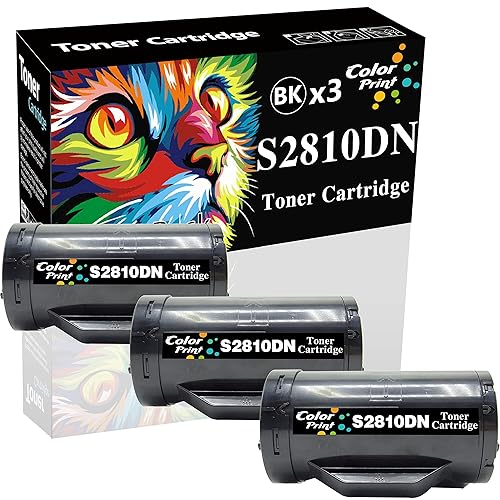 (3-Pack, Black) ColorPrint Compatible S2810DN Toner Cartridge Replacement for Dell S2810X 2810X H815dw 2810DN S2815dn 593-BBMF 47GMH Laser Printer