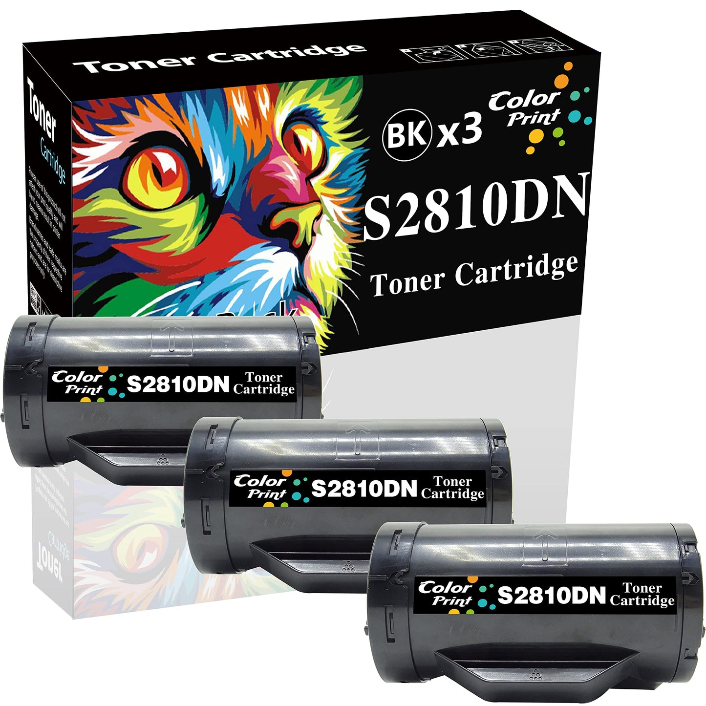 (3-Pack, Black) ColorPrint Compatible S2810DN Toner Cartridge Replacement for Dell S2810X 2810X H815dw 2810DN S2815dn 593-BBMF 47GMH Laser Printer