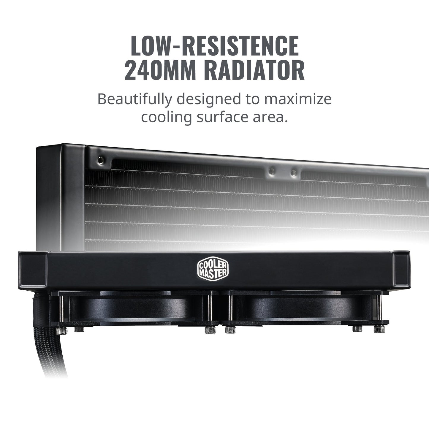 Cooler Master MasterLiquid LC240E RGB Close-Loop AIO CPU Liquid Cooler, 240mm Radiator, Dual Chamber RGB Pump, Dual MF120R RGB Fans, RGB Lighting
