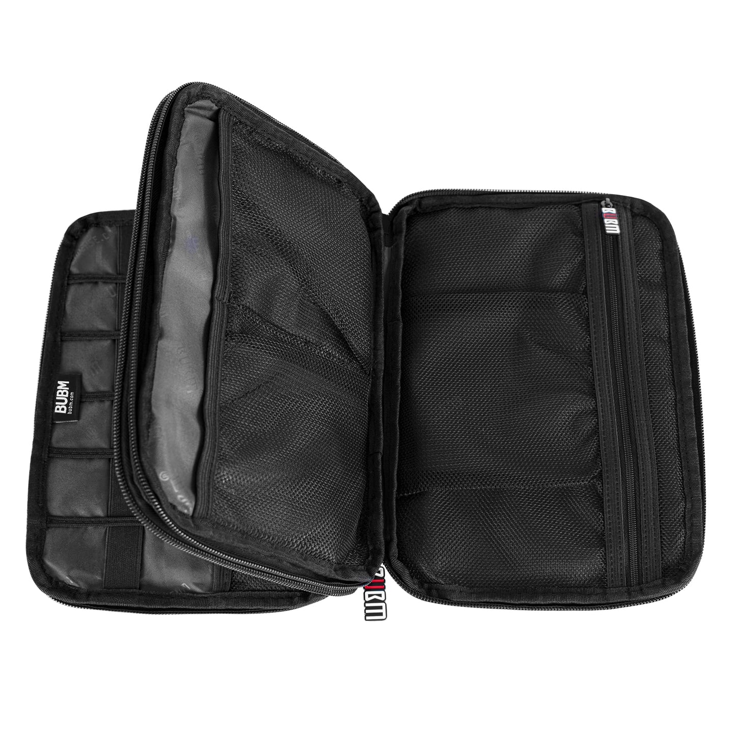 BUBM Double Layer Electronic Accessories Organizer, Travel Gadget Bag for Cables, USB Flash Drive, Plug and More, Perfect Size Fits for iPad Mini