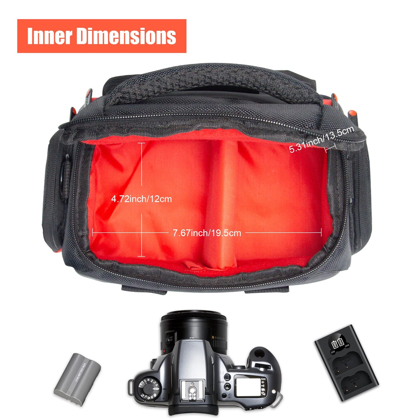FOSOTO Camera Shoulder Bag Case Compatible for Nikon D3000 D3200 D3300 D5100 D5300 D7500 D500 D610 Canon 2000D T8i SL2 T7i DSLR Cameras