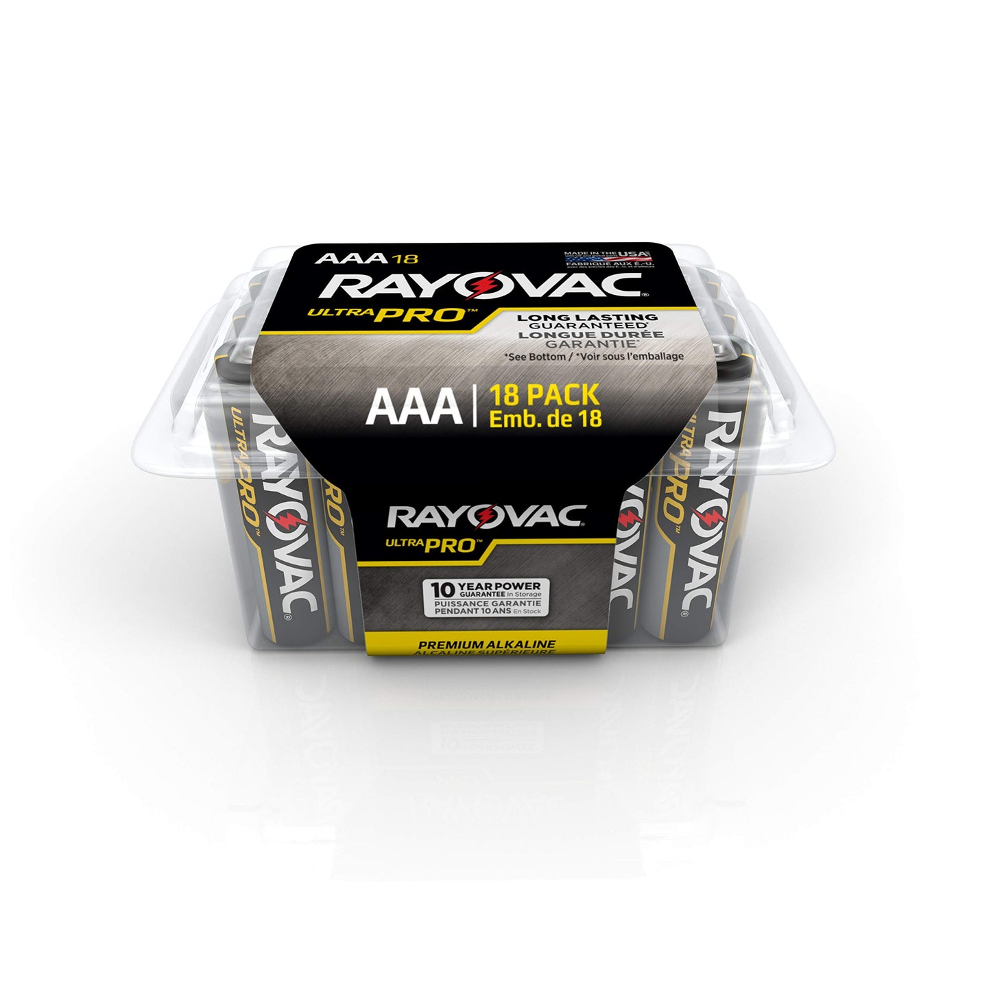 Rayovac Batteries ALAAA-18PPJ UltraPro Industrial Alkaline Battery, AAA Size, Standard, Black (Pack of 18)