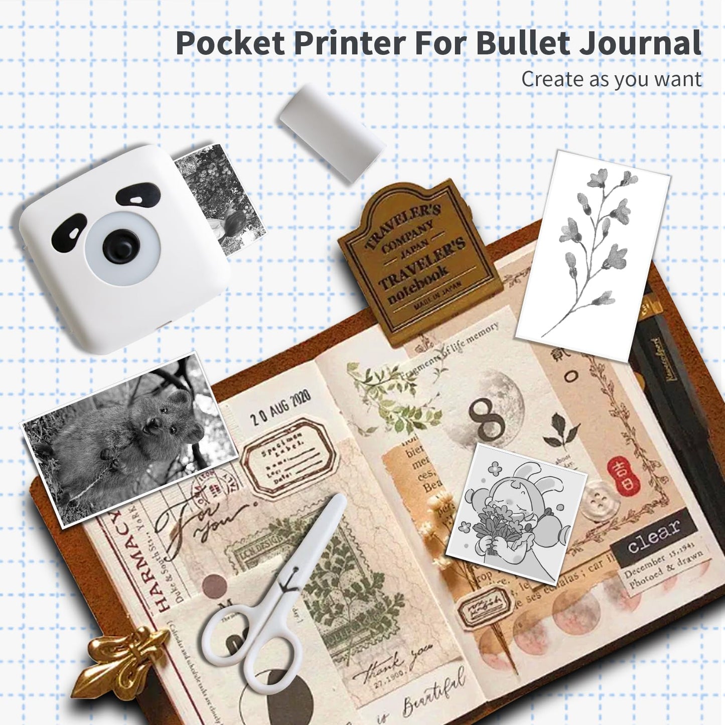 LFPERT Sticker Printer, TP6S Print Pods Mini Printer, Portable Bluetooth Sticker Maker Machine, Inkless Thermal Pocket Printers for Photos, Study