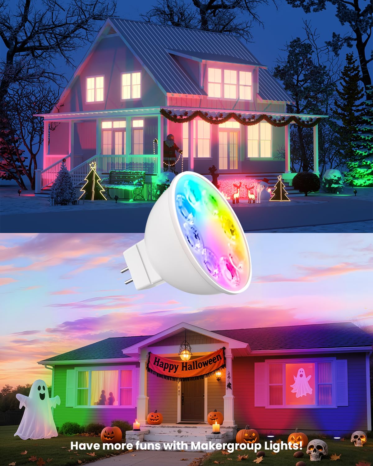 Makergroup MR16 Landscape Light Bulbs, Color Changing LED Bulbs 12V 3-Pack