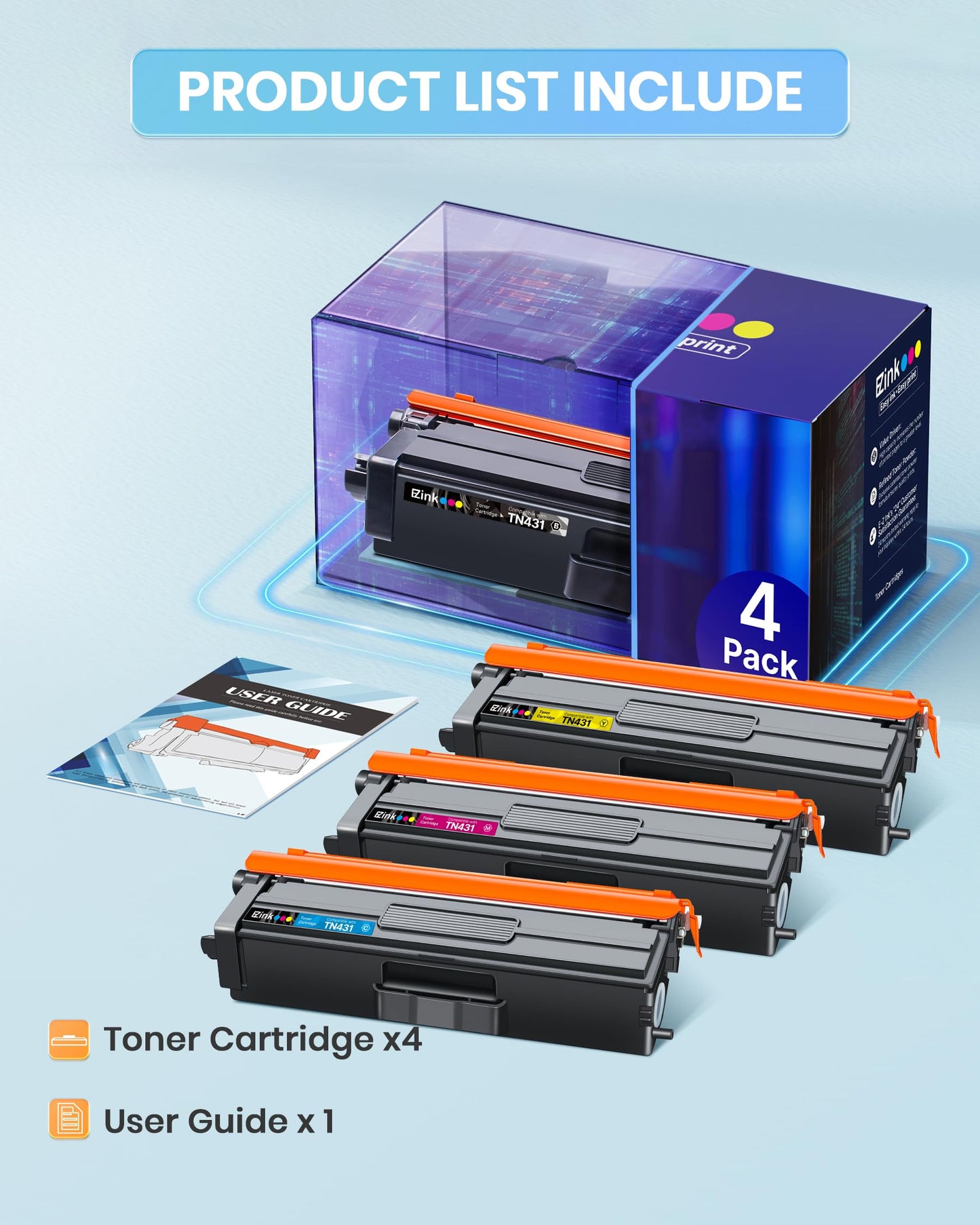 E-Z Ink TN431 Toner Cartridge Compatible for Brother TN431 TN-431 TN433 TN436 to Use with Brother HL-L8360CDW HL-L8260CDW MFC-L8900CDW MFC-L8690CDW