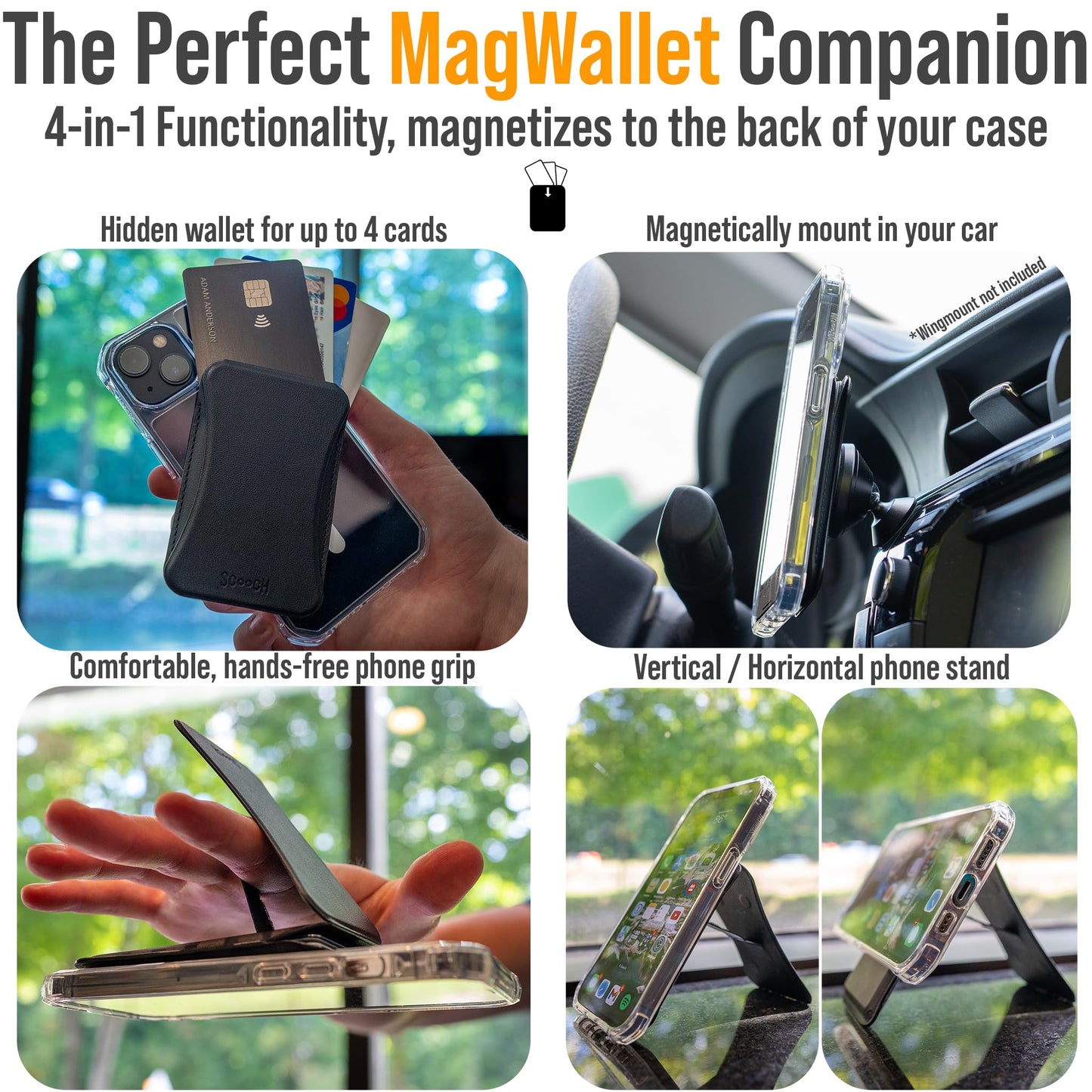 Scooch for MagCase Compatible with iPhone 14 Plus Bundled with MagMount, MagSafe Compatible Car Mount, MagSafe Compatible Car Mount