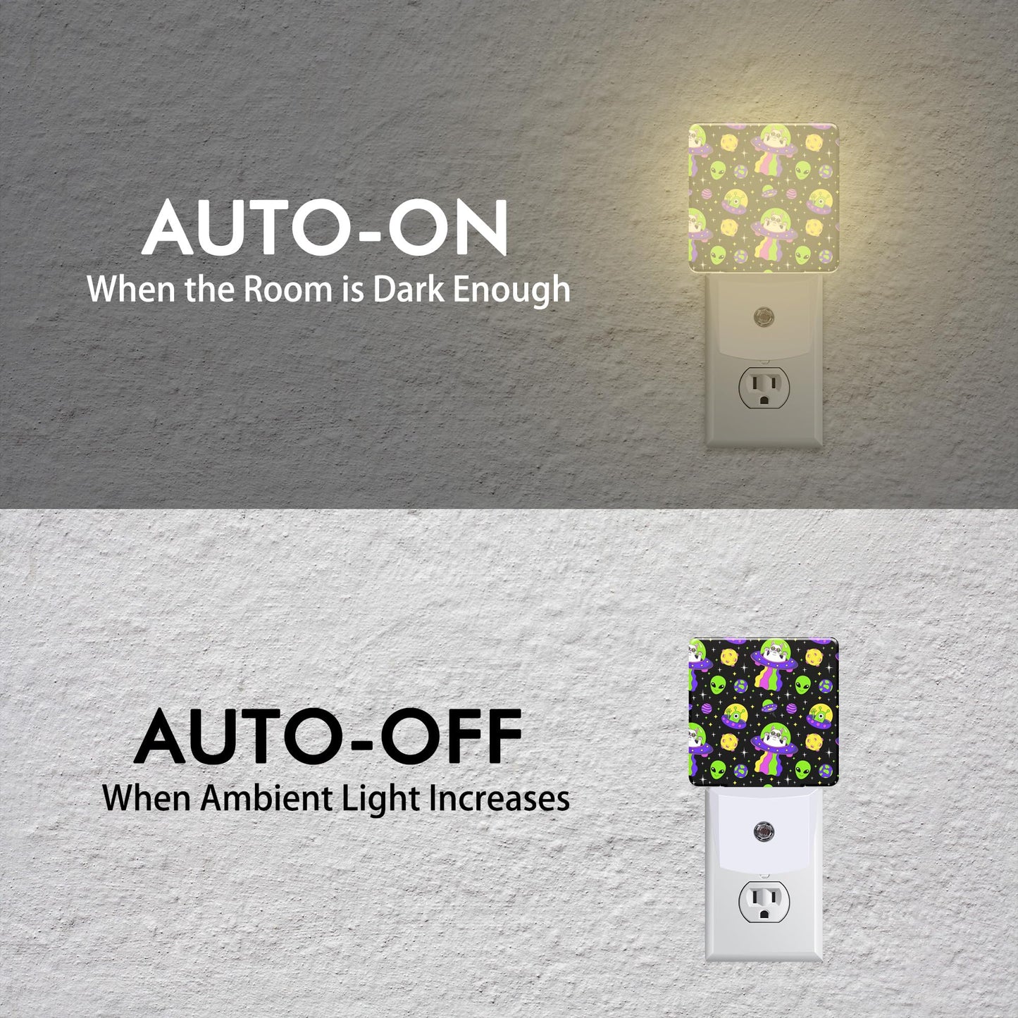 BLYKVGHQ Alien and Cat Night Light,Plug into Wall with Dusk to Dawn Light Sensors,LED Nightlights for Bedroom,Bathroom,Kitchen,Hallway,Room Decor