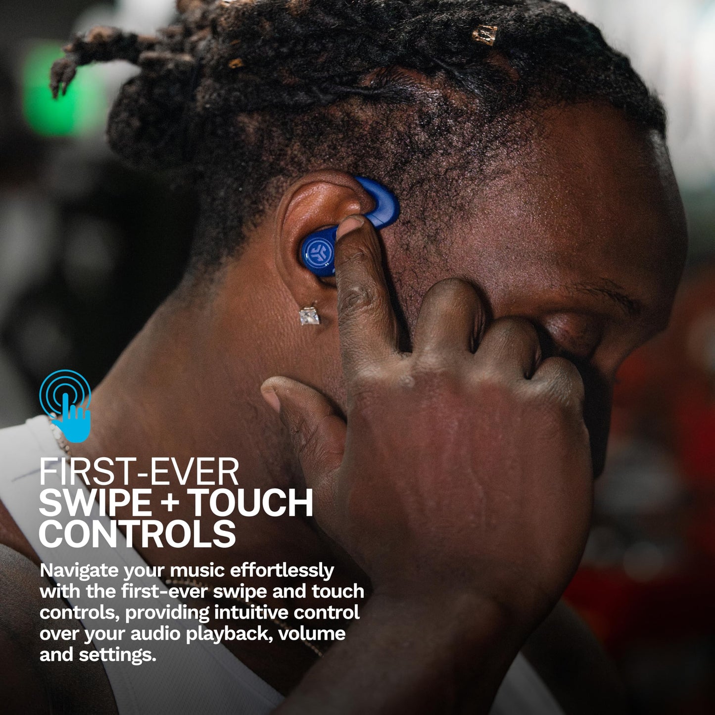 JLab, JBuds Sport ANC 4, True Wireless Earbuds, Active Noise Cancelling, Bluetooth, Multipoint Connect, Cobalt Blue