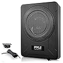 Pyle 8-Inch Low-Profile Amplified Subwoofer System - 600 Watt Compact Enclosed Active Underseat Car Audio Subwoofer with Built In Amp, Powered Car