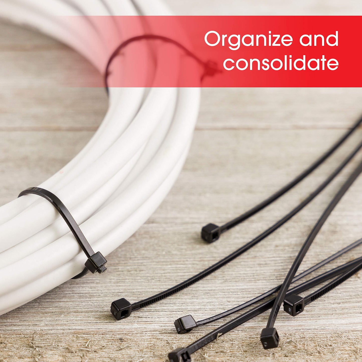 Power Gear 14-Inch Zip Ties, 25 Pack, Durable Nylon, Self-Locking, 50 Lbs. Tensile Strength, 4 Inch Maximum Diameter, Black, 18183