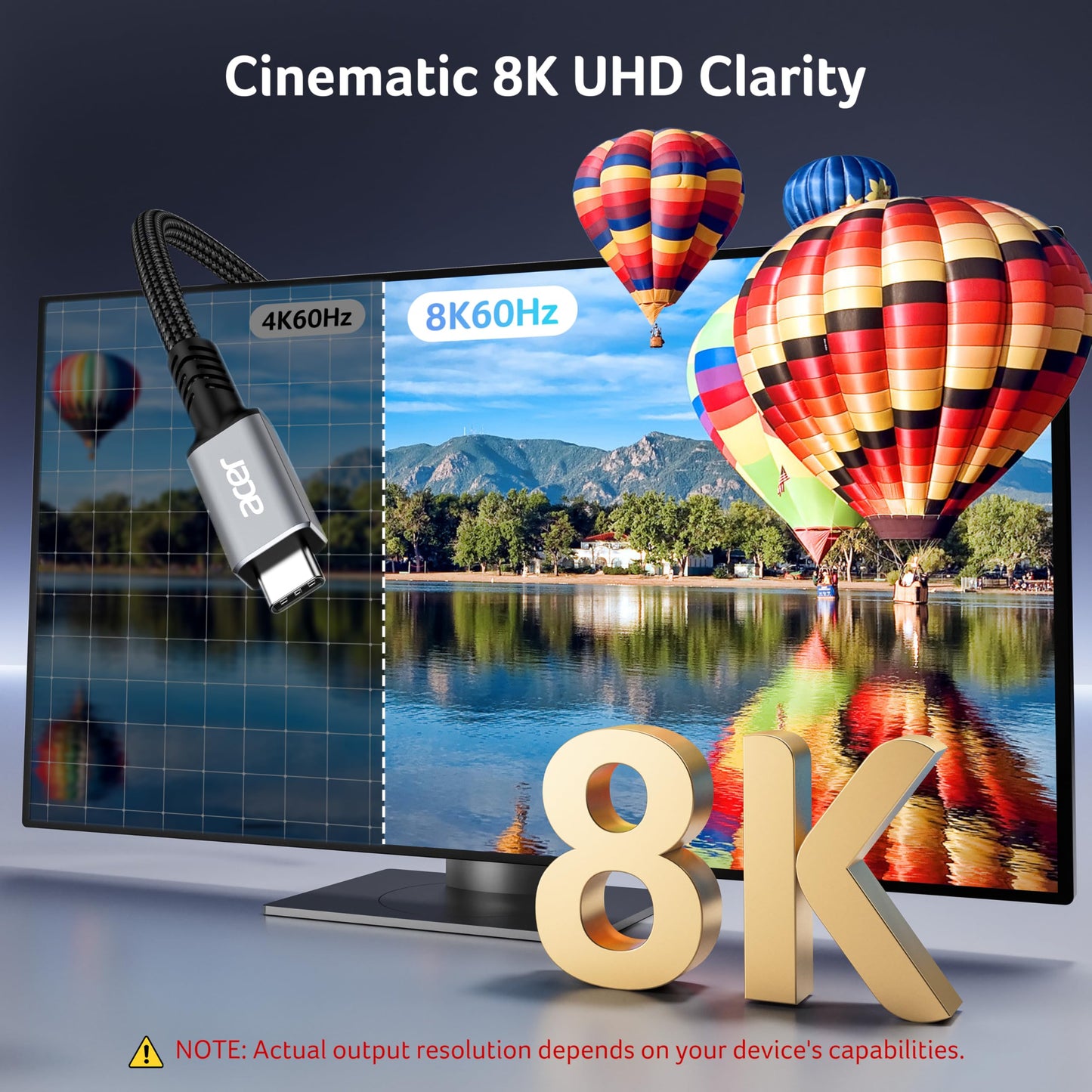 Acer USB4 Cable 40Gbps, 8K@60Hz USB-C Video Cable, 240W Fast Charging Thunderbolt 4/3 Braided High Speed Cable Compatible with MacBook, SSD, Docking
