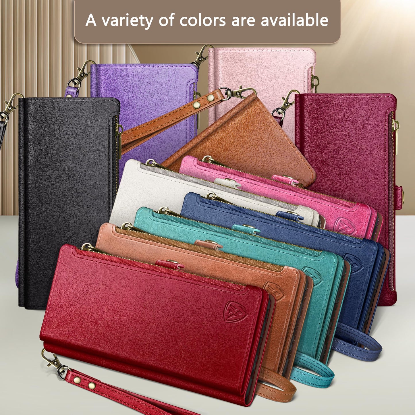 XcaseBar Compatible with Samsung Galaxy S26 Wallet case with Zipper Credit Card Holder?RFID Blocking?,Flip Folio Book PU Phone case Shockproof Cover