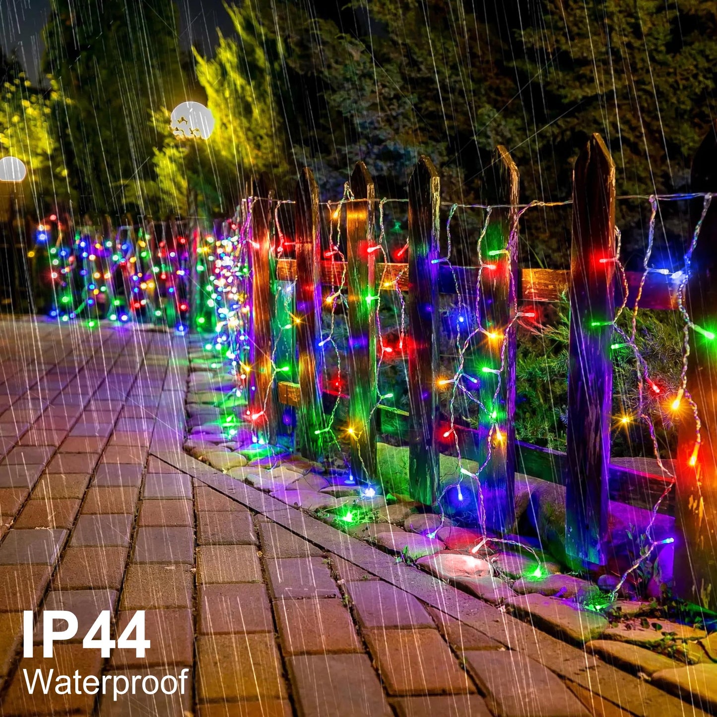 kemooie 400 LED Outdoor Curtain Lights, 26.2FT x 3.3FT Connectable 8 Lighting Modes for Christmas Decorations Bedroom Wall Party Garden Decorations