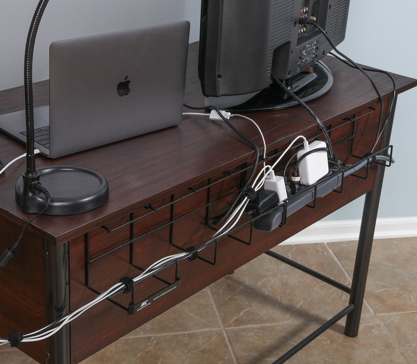 Simple Cord Wire Tray Desk Cable Organizer - 32" Open Slot Raceway to Hold Cables, Cords, or Wires on Desks - Office Cable Management (Pack of 2)