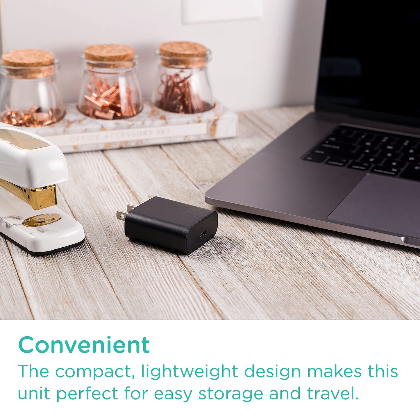 Cordinate 1 USB-C Port Wall Charger, 20W, Power Delivery, Fast Charge, Compact, Great for Travel, Compatible with Apple, Samsung, LG, Google
