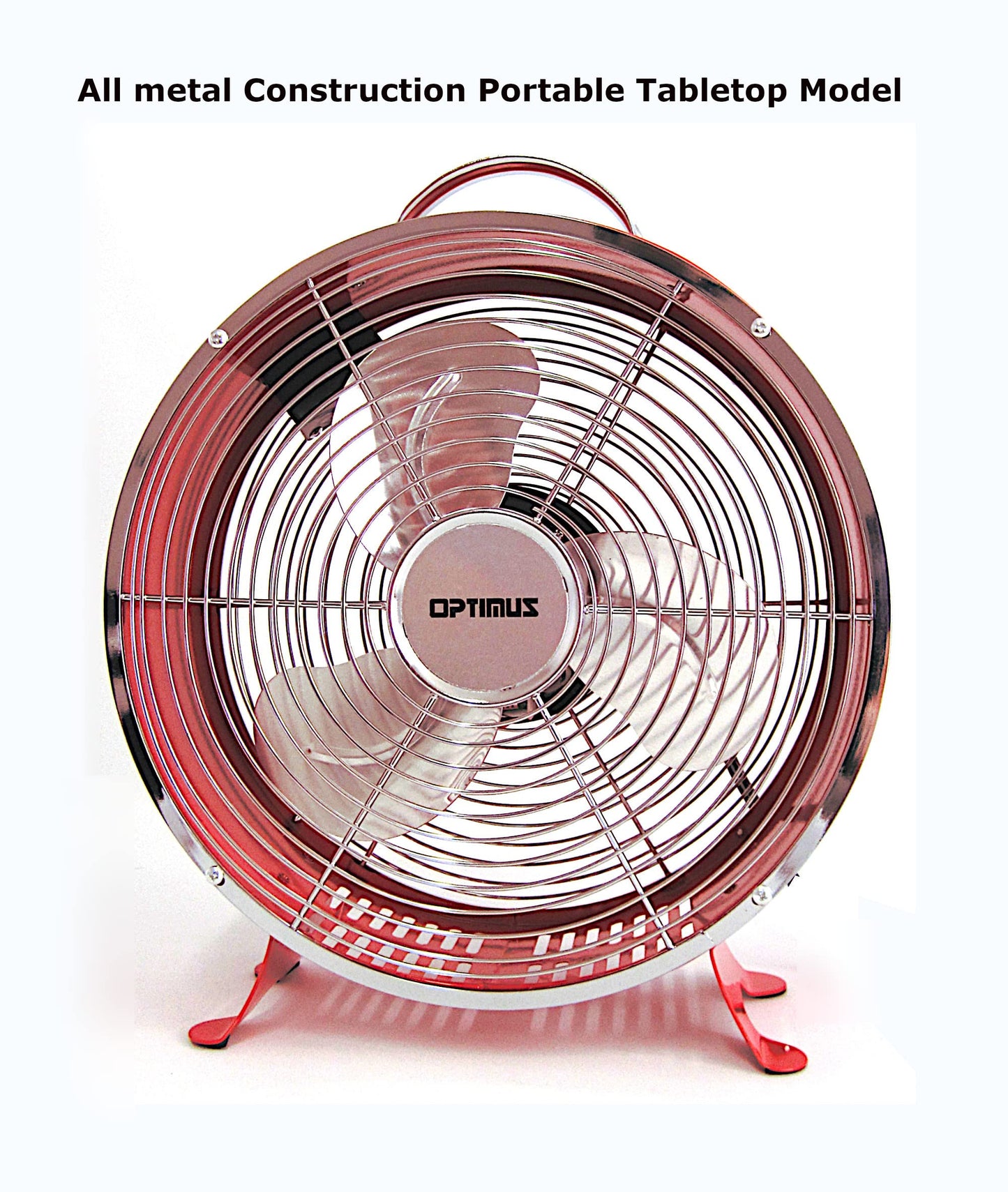Optimus F-6310RD F-6310 2-Speed 50-Watt 10-In. Portable Retro Drum Fan (Red)