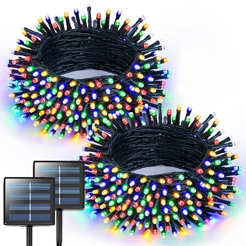 JMEXSUSS 2 Pack Solar String Lights Outdoor Waterproof, Total 400 LED 151FT Solar Christmas Lights Outdoor, 8 Modes Christmas Light for Outside Patio