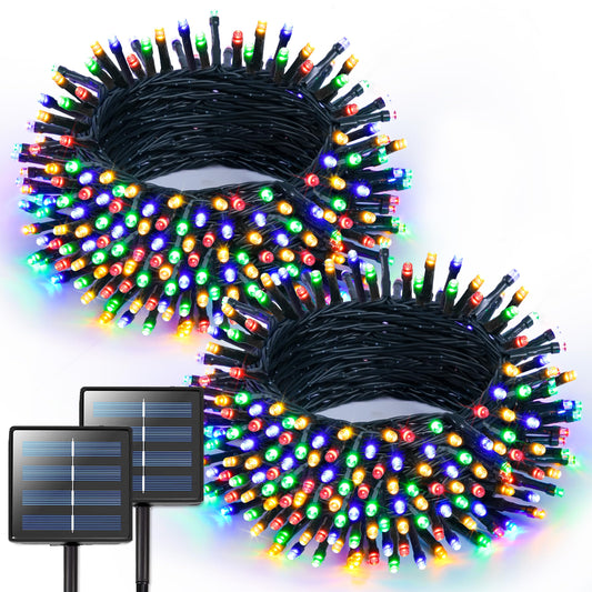 JMEXSUSS 2 Pack Solar String Lights Outdoor Waterproof, Total 400 LED 151FT Solar Christmas Lights Outdoor, 8 Modes Christmas Light for Outside Patio